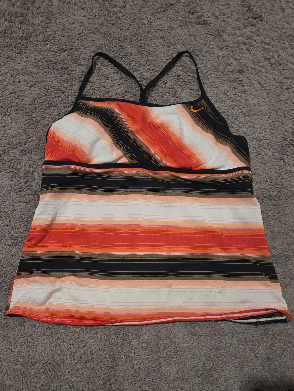Nike Women’s Strappy Tank - Orange, Black, White Stripe